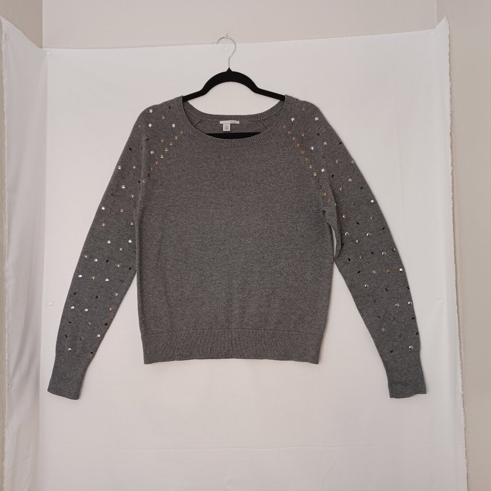 Women's Halogen Gray Studded Sleeve Sweater Size Medium‎